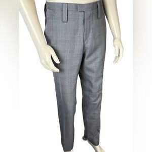 J. Lindeberg F/F Dress Pants in Subtle Gray/Lt Blue/Blk/Tan Plaid Like New Sz 50